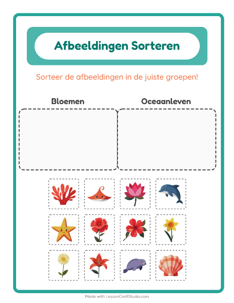 Plaatjes sorteren: Bloemen en Oceaanleven