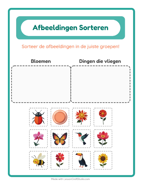 Plaatjes sorteren: Bloemen en Dingen die vliegen