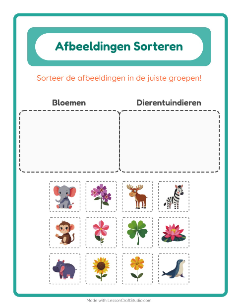 Plaatjes sorteren: Bloemen en Dierentuindieren