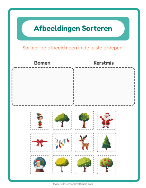 Plaatjes sorteren: Bomen en Kerstmis