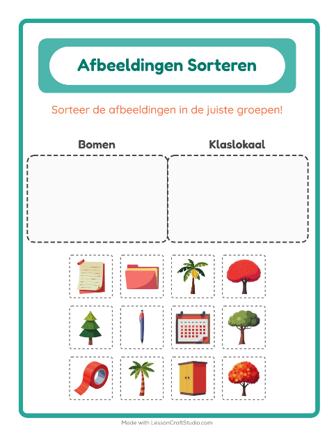 Plaatjes sorteren: Bomen en Klaslokaal