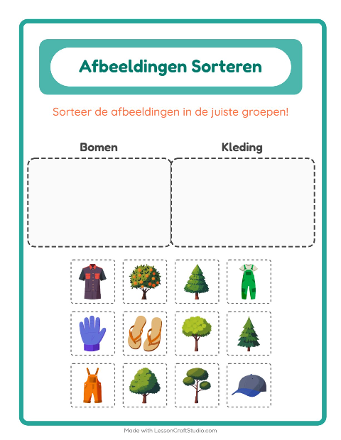 Plaatjes sorteren: Bomen en Kleding