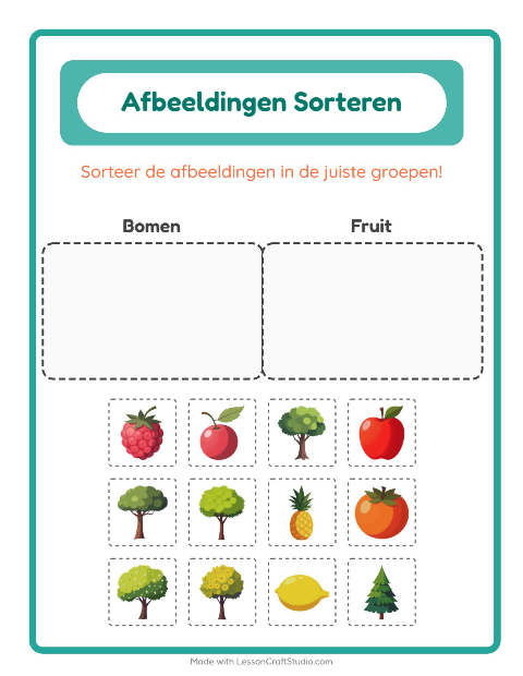 Plaatjes sorteren: Bomen en Fruit