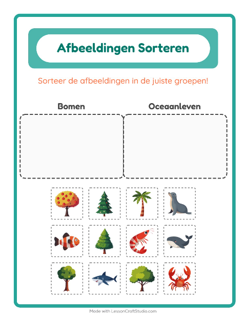 Plaatjes sorteren: Bomen en Oceaanleven