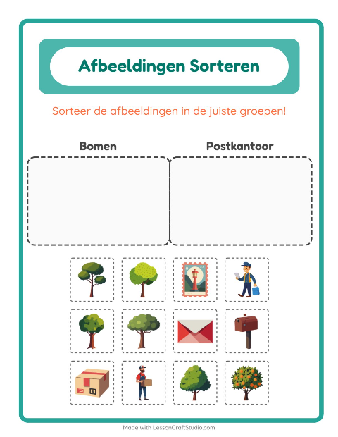 Plaatjes sorteren: Bomen en Postkantoor