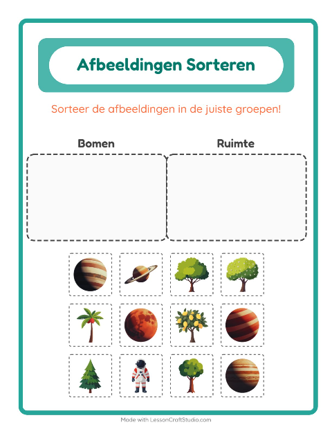 Plaatjes sorteren: Bomen en Ruimte