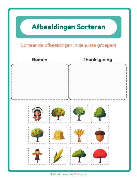 Plaatjes sorteren: Bomen en Thanksgiving