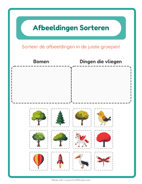 Plaatjes sorteren: Bomen en Dingen die vliegen