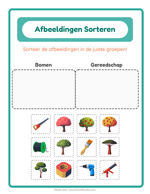 Plaatjes sorteren: Bomen en Gereedschap