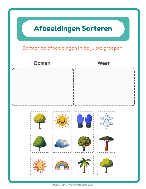Plaatjes sorteren: Bomen en Weer