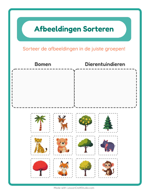 Plaatjes sorteren: Bomen en Dierentuindieren