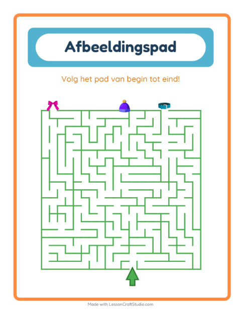 Voorbeeld van het Beeldpad-werkblad met Accessoires voor kleuterklas