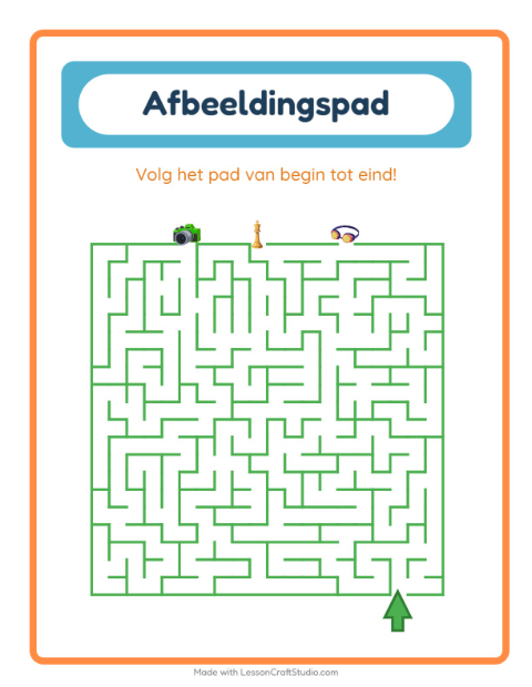 Voorbeeld van het Beeldpad-werkblad met Activiteiten voor kleuterklas
