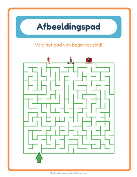 Voorbeeld van het Beeldpad-werkblad met Beroepen voor kleuterklas