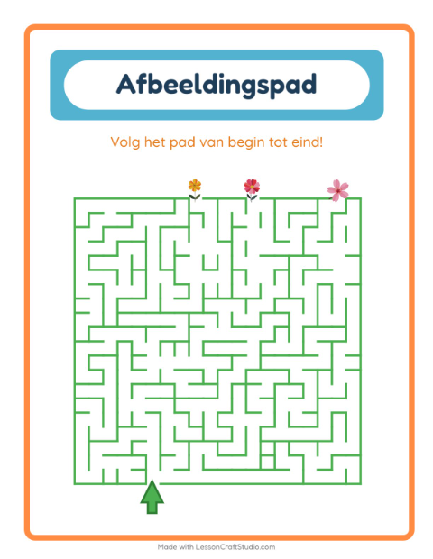Voorbeeld van het Beeldpad-werkblad met Bloemen voor kleuterklas