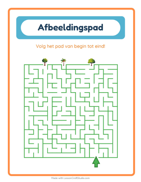 Voorbeeld van het Beeldpad-werkblad met Bomen voor kleuterklas