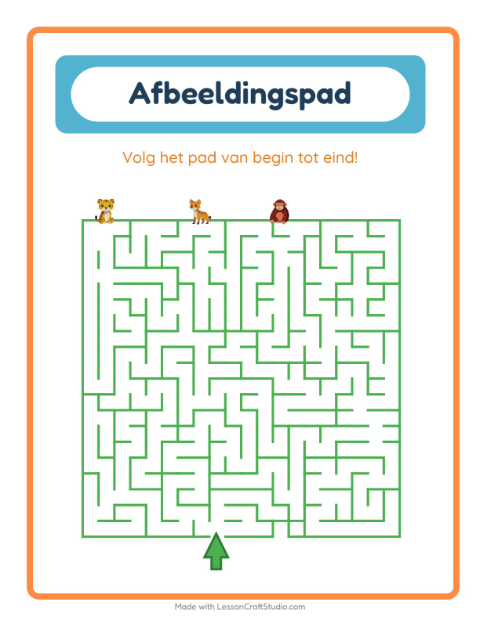 Voorbeeld van het Beeldpad-werkblad met Dierentuindieren voor kleuterklas