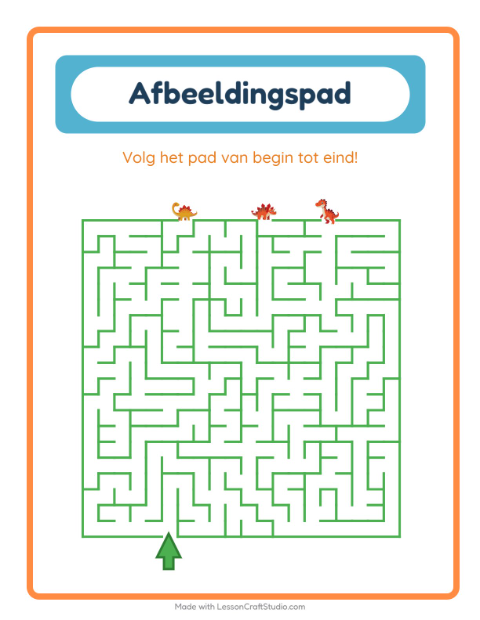 Voorbeeld van het Beeldpad-werkblad met Dinosaurussen voor kleuterklas