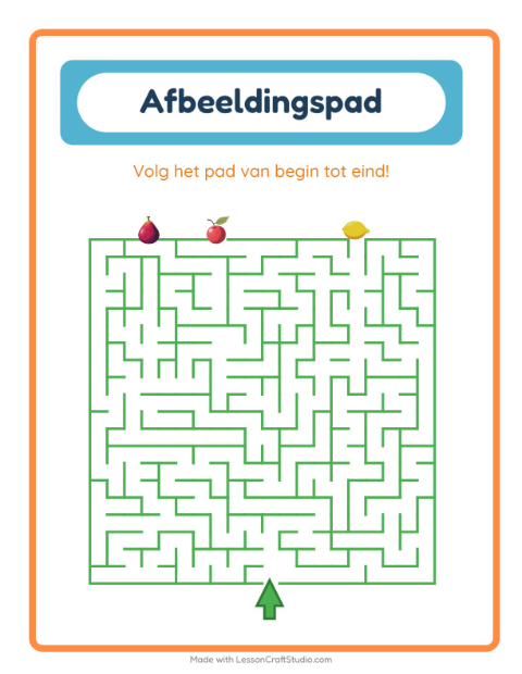 Voorbeeld van het Beeldpad-werkblad met Fruit voor kleuterklas