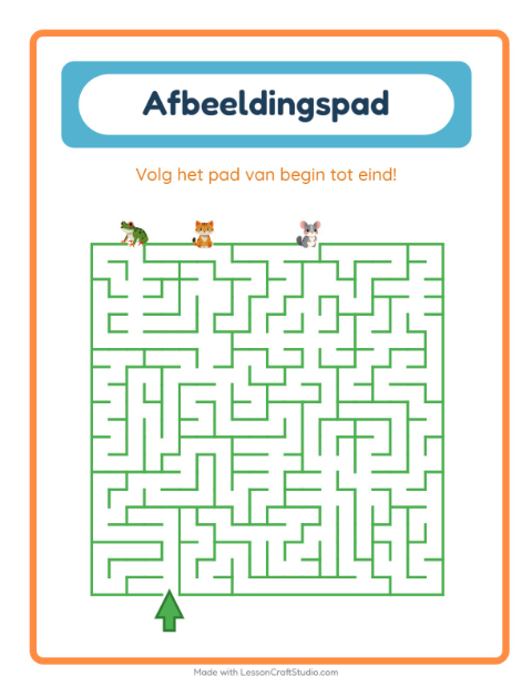 Voorbeeld van het Beeldpad-werkblad met Huisdieren voor kleuterklas