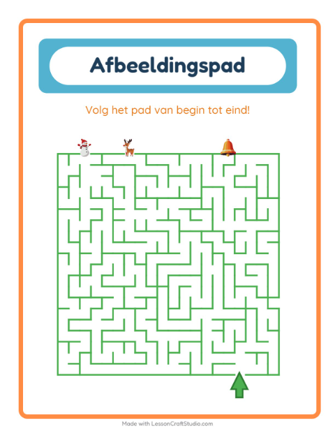 Voorbeeld van het Beeldpad-werkblad met Kerstmis voor kleuterklas