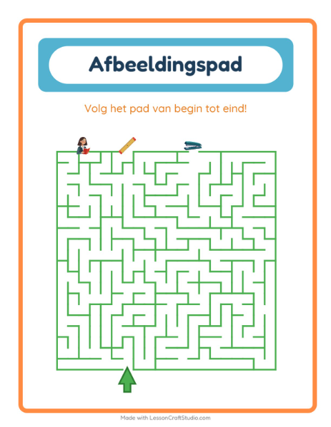 Voorbeeld van het Beeldpad-werkblad met Klaslokaal voor kleuterklas