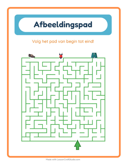 Voorbeeld van het Beeldpad-werkblad met Kleding voor kleuterklas