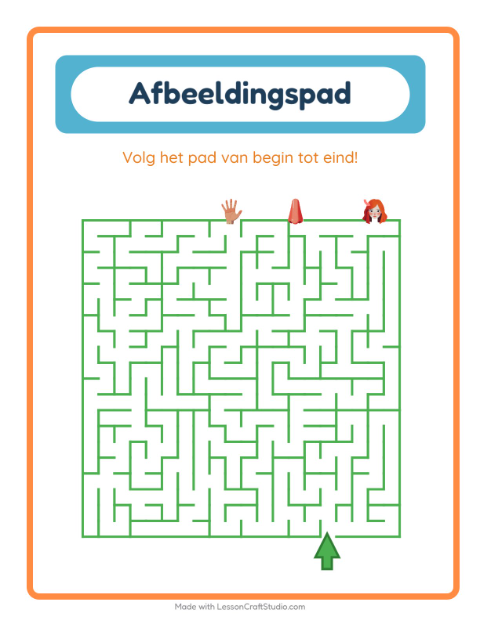 Voorbeeld van het Beeldpad-werkblad met Lichaamsdelen voor kleuterklas