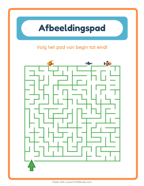 Voorbeeld van het Beeldpad-werkblad met Oceaanleven voor kleuterklas