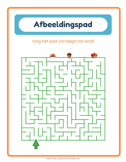 Voorbeeld van het Beeldpad-werkblad met Thanksgiving voor kleuterklas