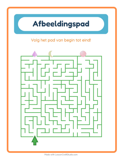 Voorbeeld van het Beeldpad-werkblad met Vormen voor kleuterklas