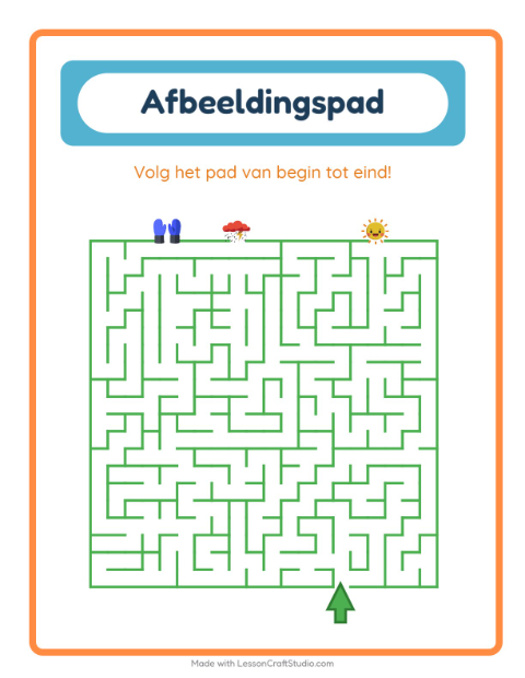 Voorbeeld van het Beeldpad-werkblad met Weer voor kleuterklas