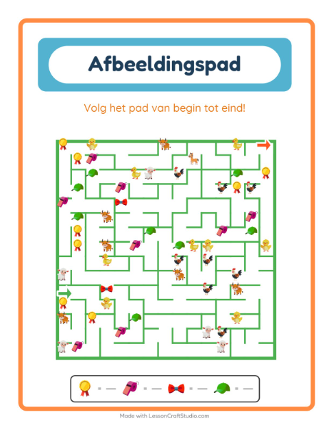 Voorbeeld van het Beeldpad-werkblad met Accessoires voor kleuterklas