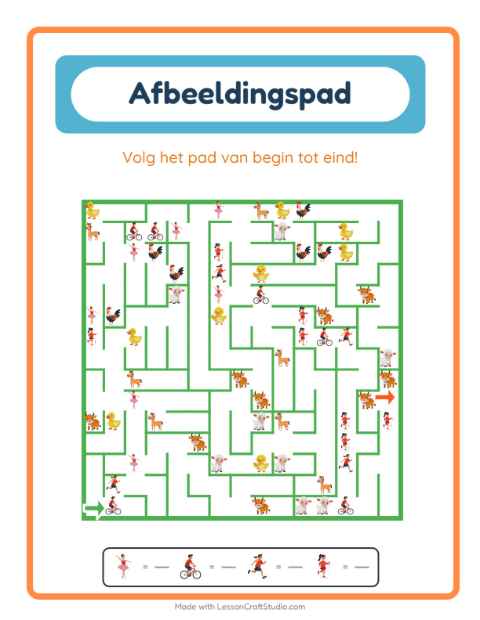 Voorbeeld van het Beeldpad-werkblad met Activiteiten voor kleuterklas
