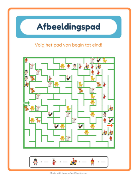 Voorbeeld van het Beeldpad-werkblad met Beroepen voor kleuterklas
