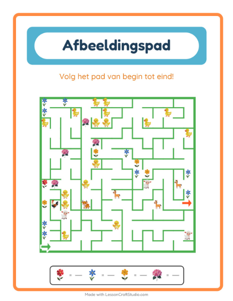Voorbeeld van het Beeldpad-werkblad met Bloemen voor kleuterklas