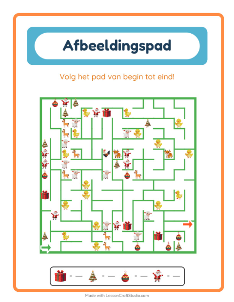 Voorbeeld van het Beeldpad-werkblad met Kerstmis voor kleuterklas