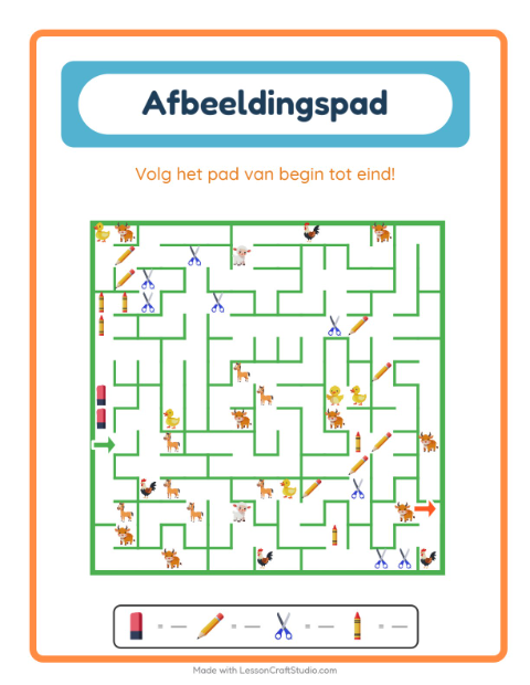 Voorbeeld van het Beeldpad-werkblad met Klaslokaal voor kleuterklas
