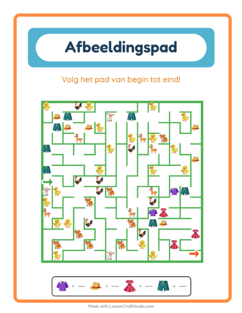 Voorbeeld van het Beeldpad-werkblad met Kleding voor kleuterklas