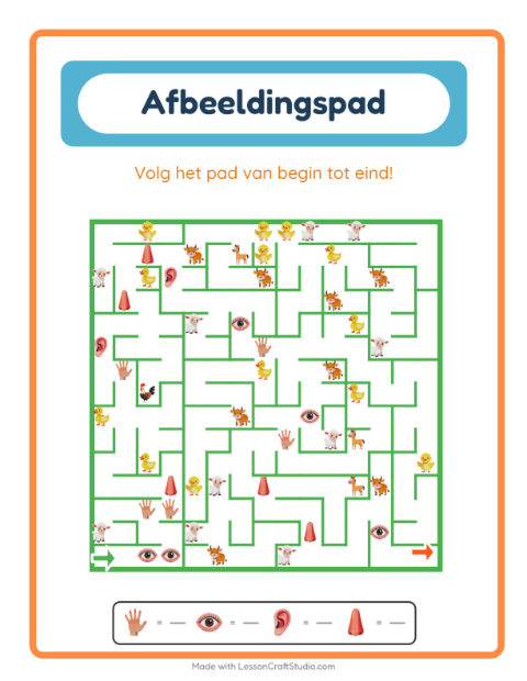 Voorbeeld van het Beeldpad-werkblad met Lichaamsdelen voor kleuterklas