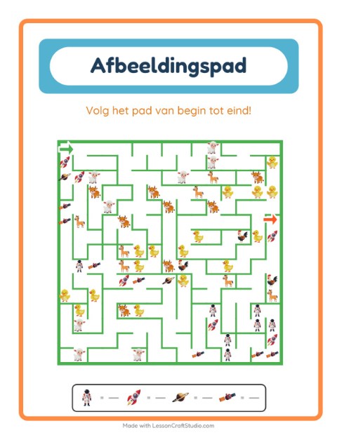 Voorbeeld van het Beeldpad-werkblad met Ruimte voor kleuterklas
