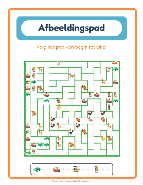 Voorbeeld van het Beeldpad-werkblad met Speelgoed voor kleuterklas