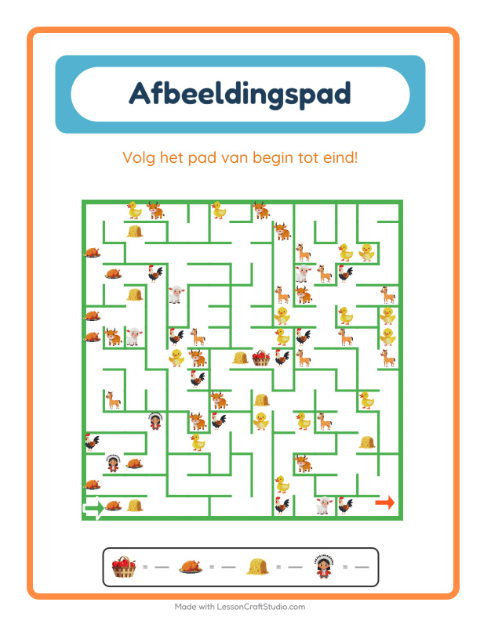 Voorbeeld van het Beeldpad-werkblad met Thanksgiving voor kleuterklas