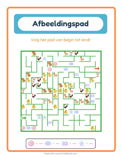 Voorbeeld van het Beeldpad-werkblad met Vormen voor kleuterklas