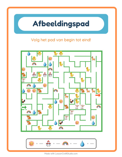 Voorbeeld van het Beeldpad-werkblad met Weer voor kleuterklas