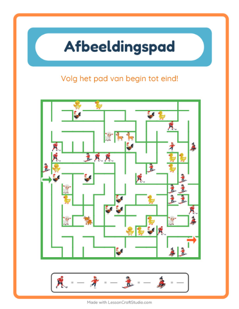 Voorbeeld van het Beeldpad-werkblad met Winter voor kleuterklas