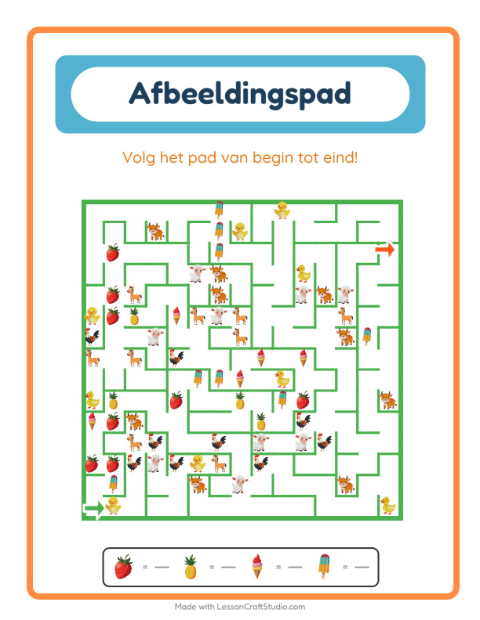 Voorbeeld van het Beeldpad-werkblad met Zomer voor kleuterklas