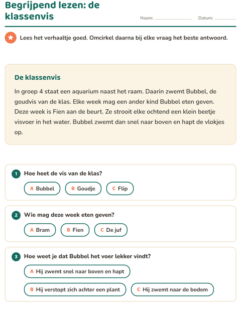 Begrijpend lezen: de klassenvis