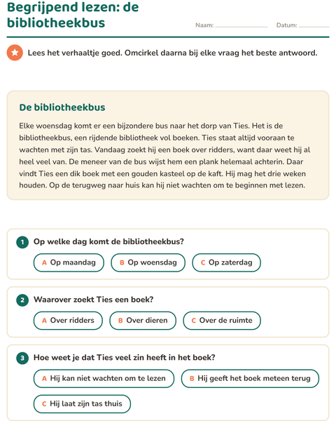 Begrijpend lezen: de bibliotheekbus