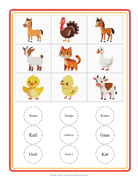 Beeldbingo met dieren – werkblad voor kleuters — 2